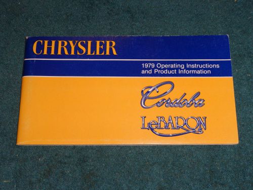 1979 chrysler cordoba / lebaron owner&#039;s manual / nice original guide book