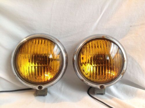 2 vtg do-ray 500 pair amber hot rat rod chrome fog lamp antique light two set **