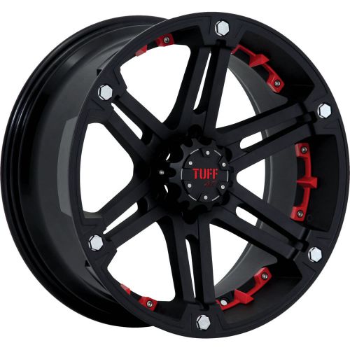 17x8 black red tuff t01 6x5.5 +10 wheels falken wildpeak at 255/70r17 tires