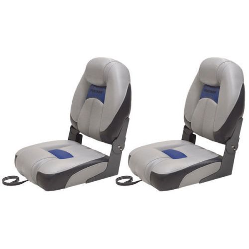 Tracker marine blue / gray boat folding fishing seats - pair