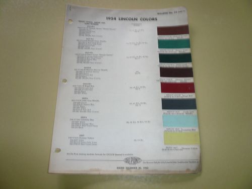 1954 lincoln dupont duco delux color chip paint sample - vintage