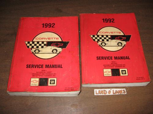 1992 chevrolet corvette shop/service manual set/2 vg used low price