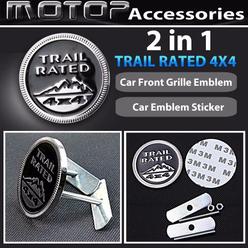 3d metal trail rated 4x4 racing front hood grille badge emblem decal sticker