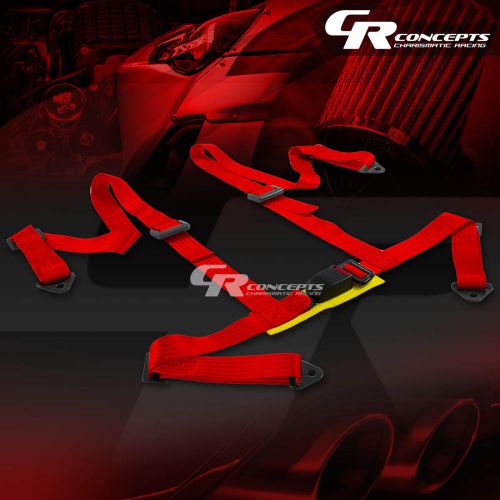 4-point 2&#034; wide red strap harness safety buckle style racing seat belt+bolts