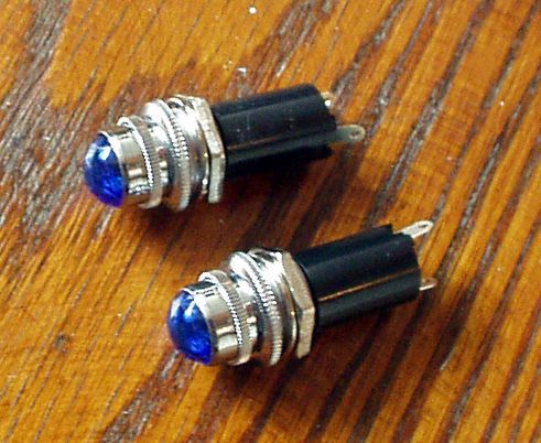 Two blue dash gauge panel pilot lights hot rod rat new 5/8&#034; indicator cool