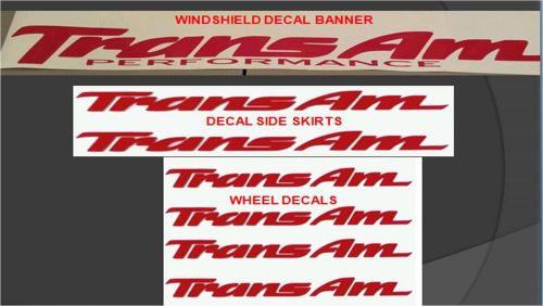 Transam raim air package windshield, side skirts and wheel decals free shipping