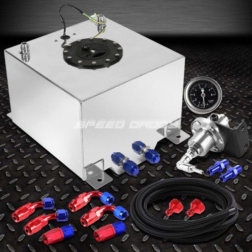 5 gallon/18.8l aluminum fuel cell tank+feed line kit+pressure regulator silver