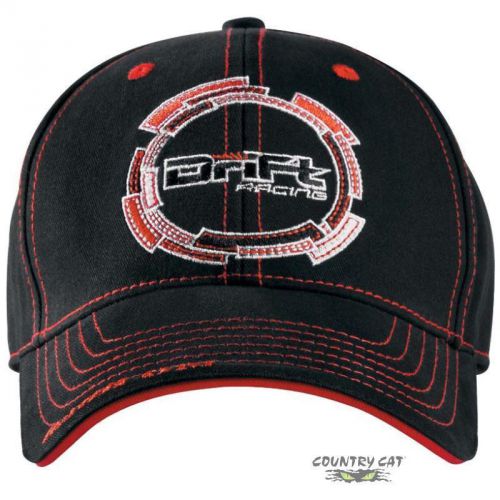 Drift racing adult one size race on baseball cap hat - black &amp; red - 5235-505