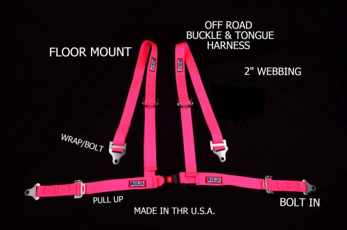 Rjs racing off road harness floor mount buggy belt  4 point hot pink 4001310
