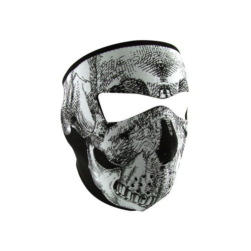 Skull face motorcycle biker ski neoprene face mask reversible glow skull mask