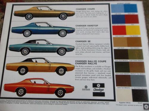 1972  dodge charger /  sales brochure /  two pages /  gc.