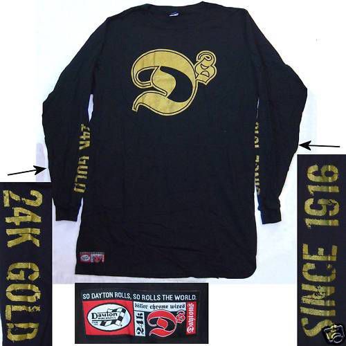 Dayton wire wheels! 24k gold d&#039;s blk long sleeve shirt xl extra tall new