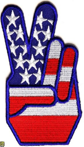 Embroidered motorcycle patch/- flag american peace fingers patch