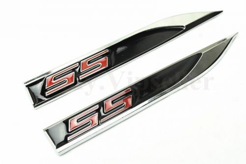 2pcs new ss great metal car right &amp; left fender black vip sticker badges emblems