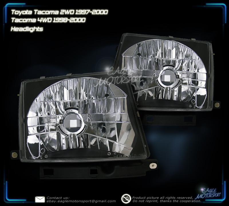 1997-2000 toyota tacoma diamond crystal black headlights head lamps assembly