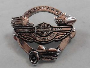 Harley davidson motorcycle tomahawk biker hat vest jacket pin made in usa 100th