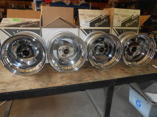 15&#034; x 10&#034;    vintage  nos  spectrum  &#034; tri fan&#034;    chrome wheel  rims, 5  lug