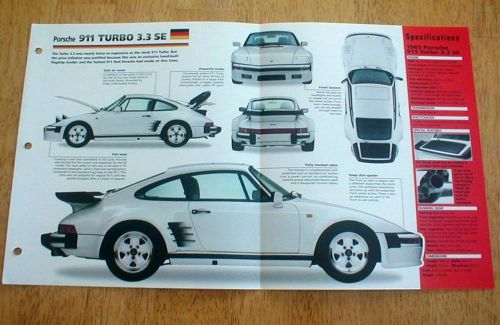 1985 porsche turbo 3.3 se coupe unique imp brochure