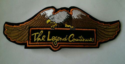 Harley davidson eagle &#034;the legend continues&#034; embroidered patch