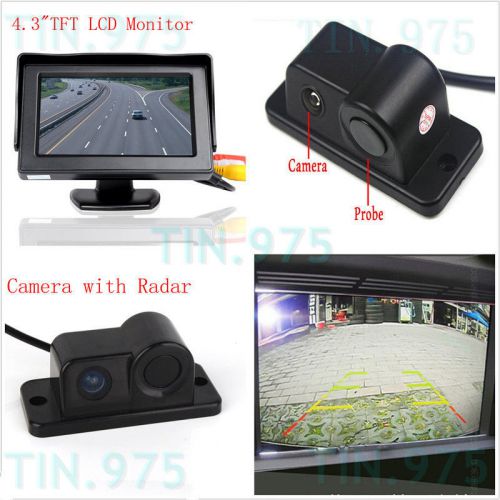 Radar sensor 120° wide angle car reverse ntsc camera &amp; 4.3&#034; tft lcd monitor kit