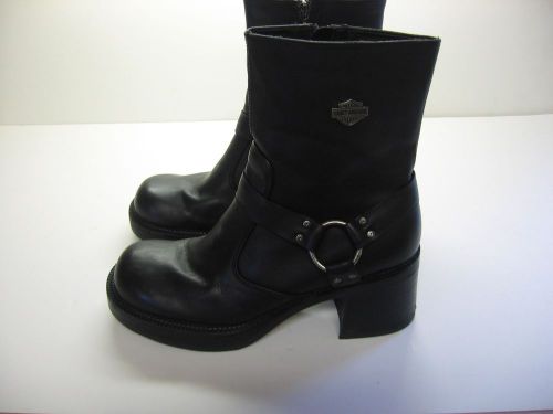 Ladies hot &amp; sexy black leather harley davidson boots heels size 10 guc!!!