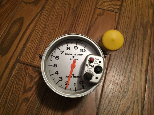 Auto meter sport comp silver racing 5&#034;tachometer, gauge, autometer