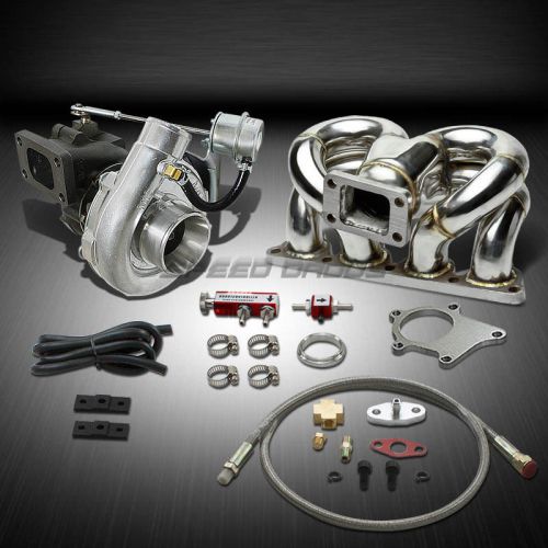 T04 .63ar 400+hp boost 5pc turbo charger+ram horn manifold kit for honda d15/d16