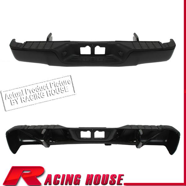 Rear step bumper steel replacement bar w/pad 07-11 tundra no sensor hole black