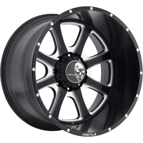 20x12 black milled hostile exile h105 8x180 -44 wheels 37x13.50r20lt tires