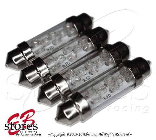 4 x 42mm super white 9 led courtesy light bulb 214-2