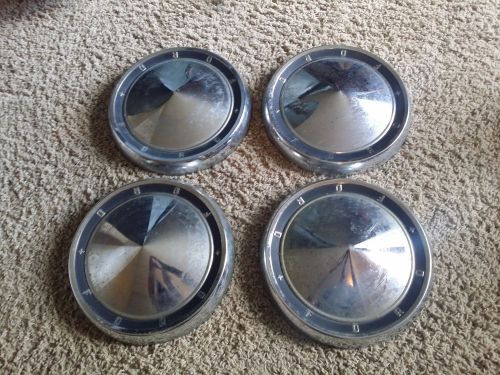 Set of 4 vintage 1960 ford 10 1/2&#034; hubcaps wheelcovers dogdish poverty fomoco