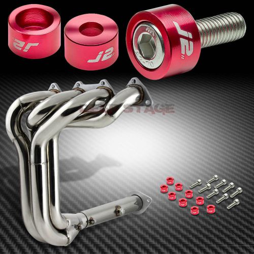 J2 for b-series exhaust manifold 4-1 racing tri-y header+red washer bolts