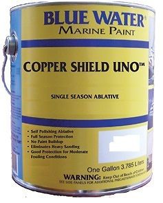 Copper shield uno ablative bottom paint by blue water new gallon red