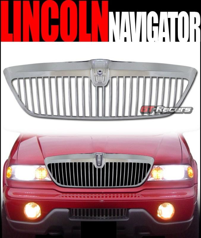 Chrome horizontal front hood bumper grill grille abs 1998-2002 lincoln navigator