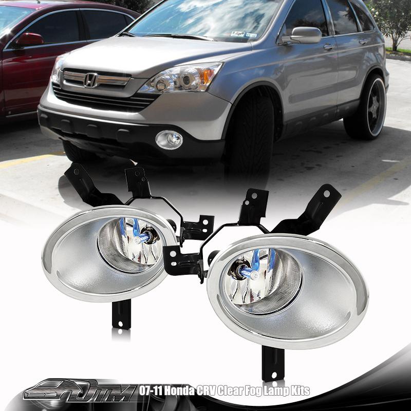 2007-2009 honda cr-v chrome housing clear lens fog light lamp kit +switch+relay