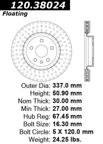 Centric 125.38024 front brake rotor/disc-high carbon rotor-preferred