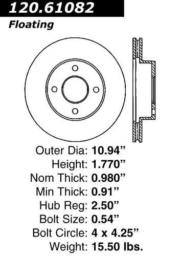 Centric 120.61082 front brake rotor/disc-premium rotor-preferred