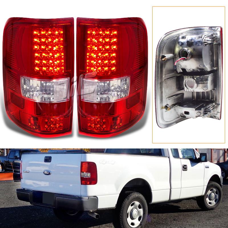 04-08 f150 styleside red clear led tail brake signal lights pickup truck pair