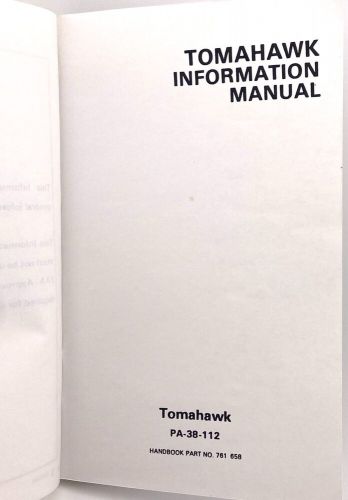 Vintage piper tomahawk pa-38-112 information manual (761-658) - gc