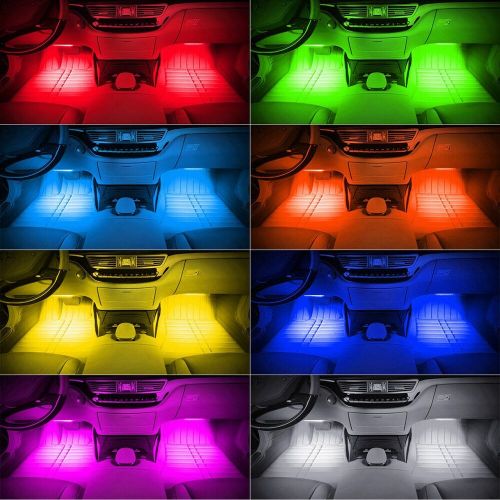 4x 12led colorful rgb car interior floor atmosphere light strip app control v53