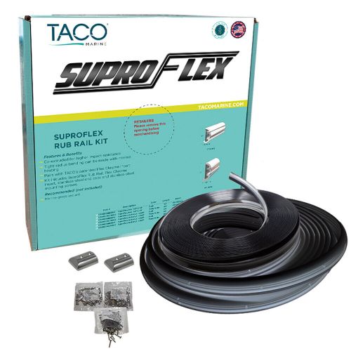 Taco suproflex rub rail kit - black w/flex chrome insert - 1.6&#034;h x .78&#034;w x 60&#039;l