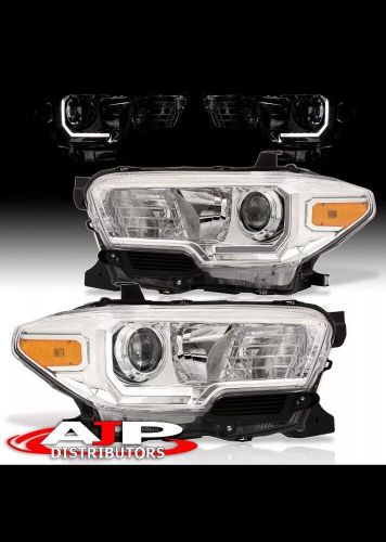 Chrome amber oe style drl projector head lights lamp for 2016-2022 toyota tacoma