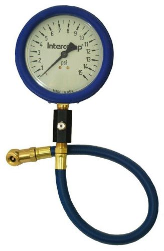 Intercomp 4&#034; ultra deluxe air pressure gauge 17&#034; hose 0-15lbs int360058