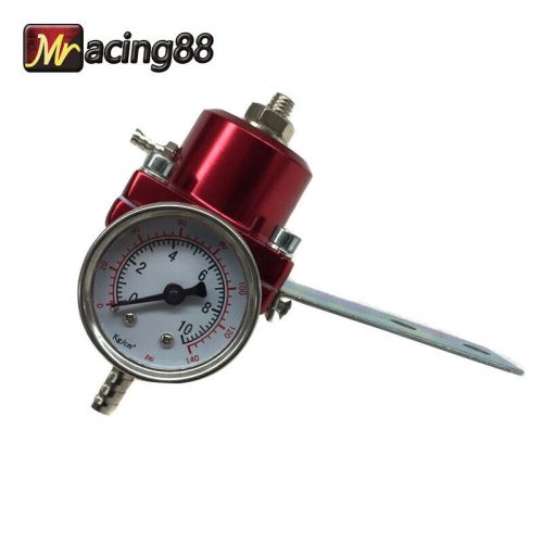 Aluminum fuel pressure regulator fpr 0-140 psi gauge/hose red turbo universal