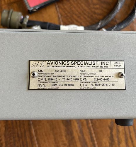 Avionics specialist inc asi-321d audio test fixture bench