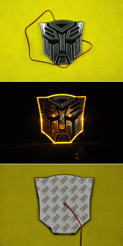 3d waterproof led transformers autobot emblem badge decal car sticker yellow