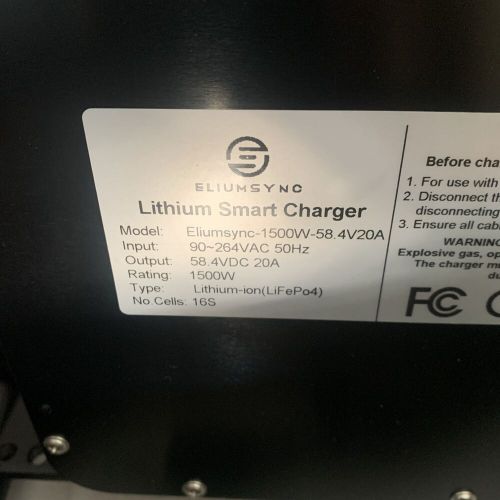 New eliumsync intelligent 1500w 58.4v/20a e-bike golf cart charger lifepo4 16s