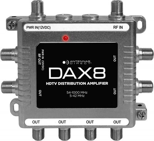 Antennas direct dax 8-output tv antenna distribution amplifier, output silver