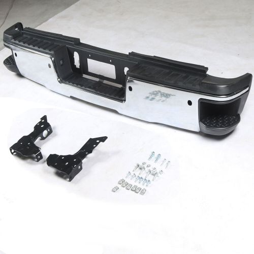 Chrome steel rear bumper for 2015-2019 silverado sierra 2500hd 3500hd w/ park