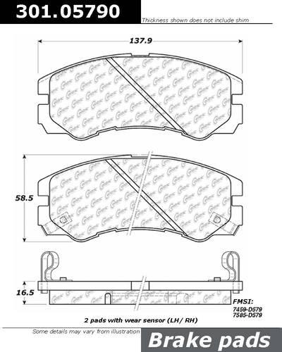 Centric 301.05790 brake pad or shoe, front-centric premium ceramic pads w/shims